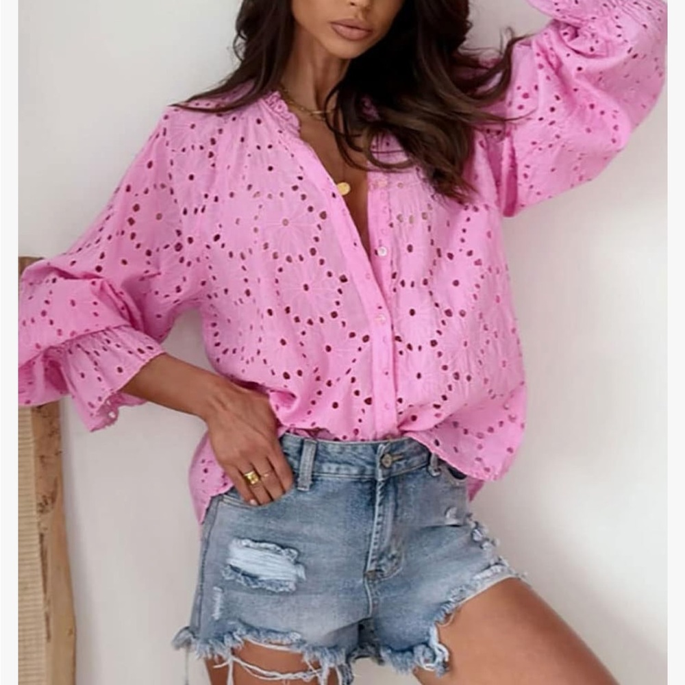 Pink Eyelet Blouse